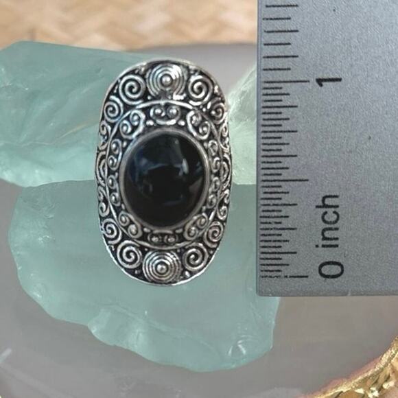 925 Sterling Black Onyx Ring Size 6 - Picture 6 of 7